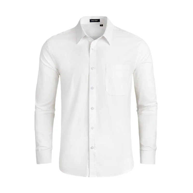 Men's Dress Shirt with Pocket - WHITE Unique Men's Patch