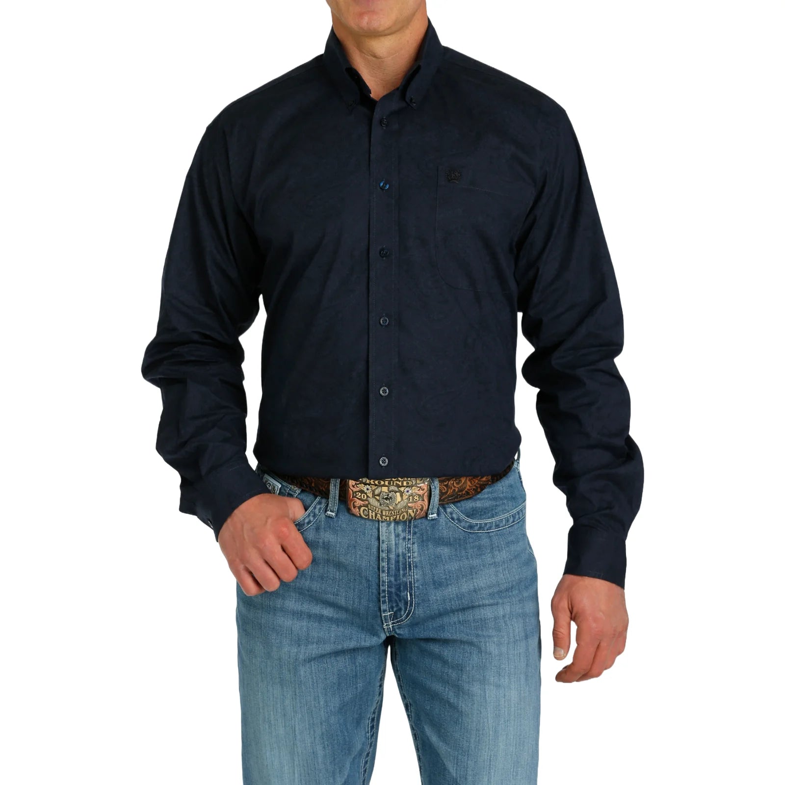 Cinch Men's Navy Paisley Print Shirt Edgy Men's Punk