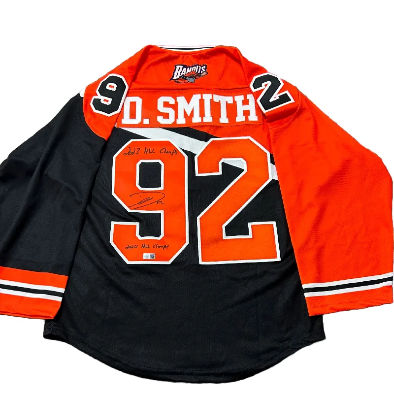 Dhane Smith Signed Buffalo Bandits ProJoy Jersey with 2023 and 2024 NLL Champs Bohemian Men's Free