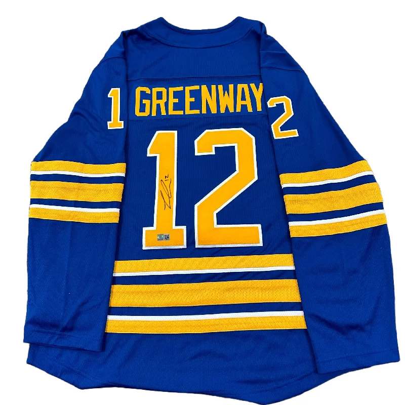 Jordan Greenway Signed Buffalo Sabres Fanatics Authentic  Blue Jersey Confident Men's Power