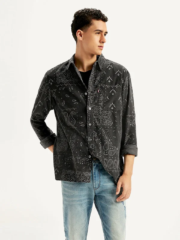 Men's Paisley Print Slim Fit Shirt Refined Men's Velvet