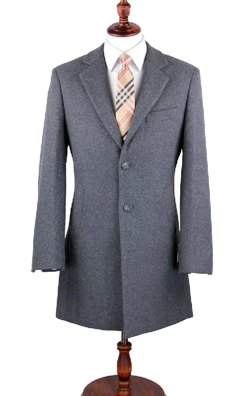 Light Gray Wool Slim Fit 3 Button Top Coat Business