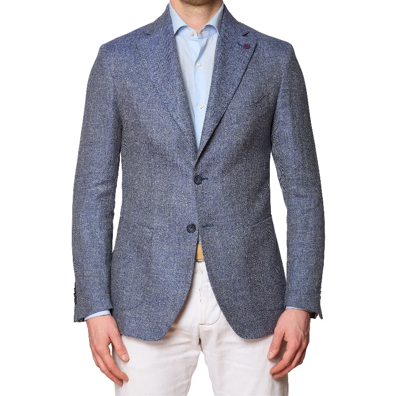 SARTORIA PARTENOPEA Blue Linen-Cotton Unlined Jacket EU 54 NEW US 44 Current Model Traditional Men's Country