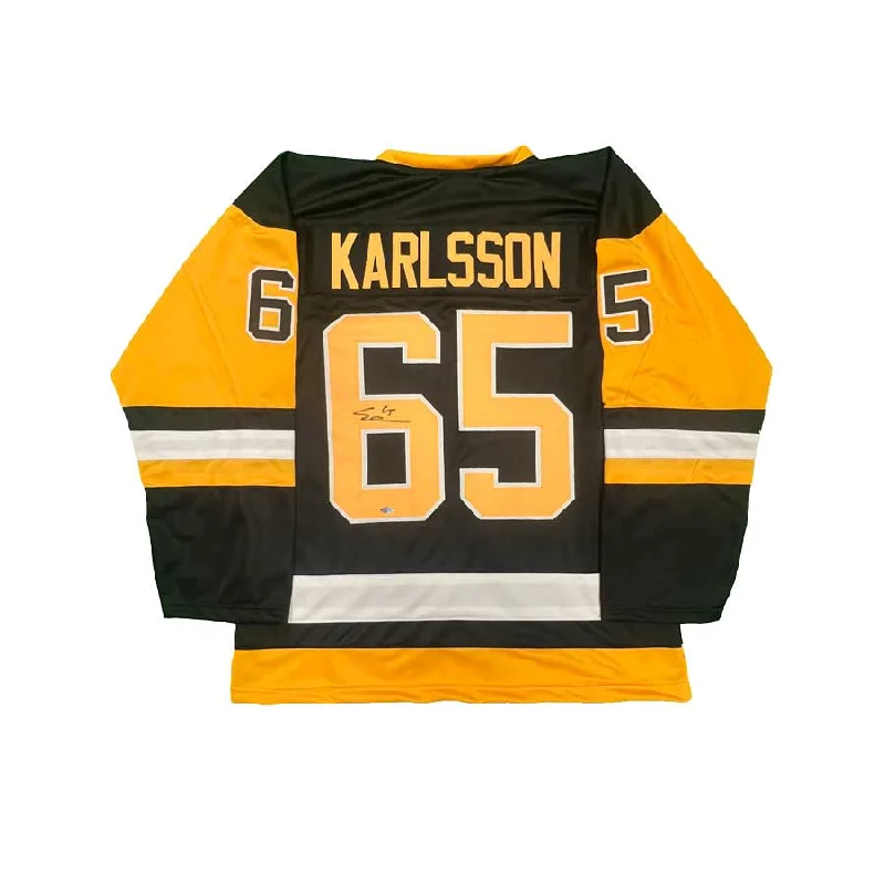 Erik Karlsson Signed Custom Black Hockey Jersey Sleek Men's Metallic