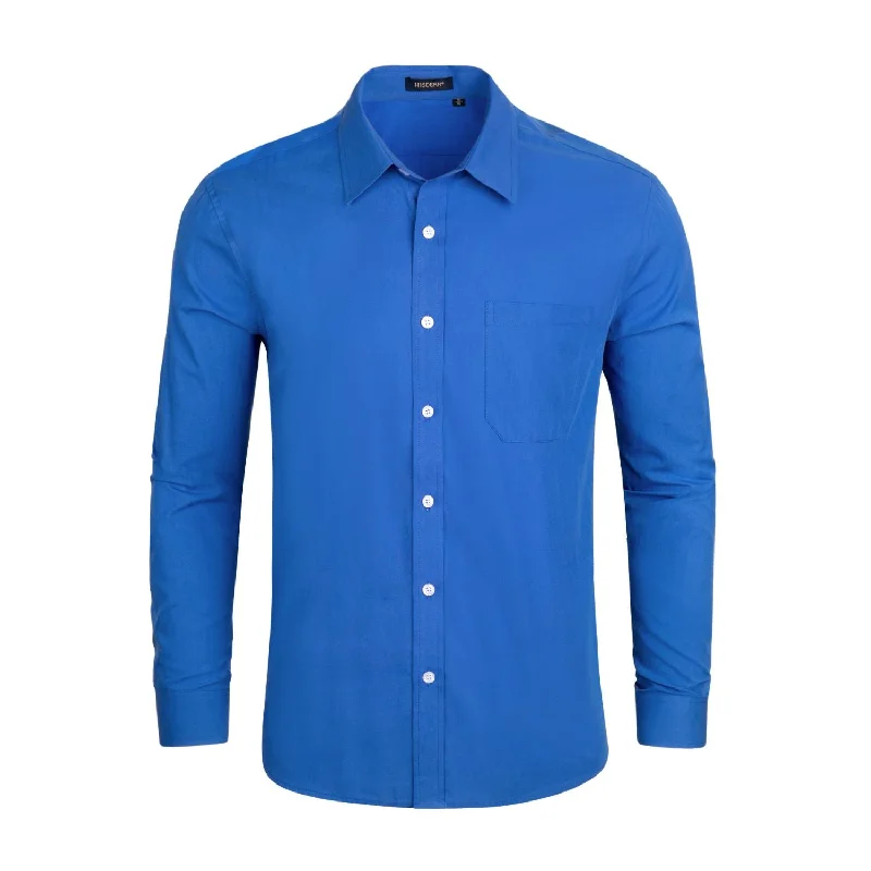 Men's Dress Shirt with Pocket - ROYAL BLUE Streetwear Style