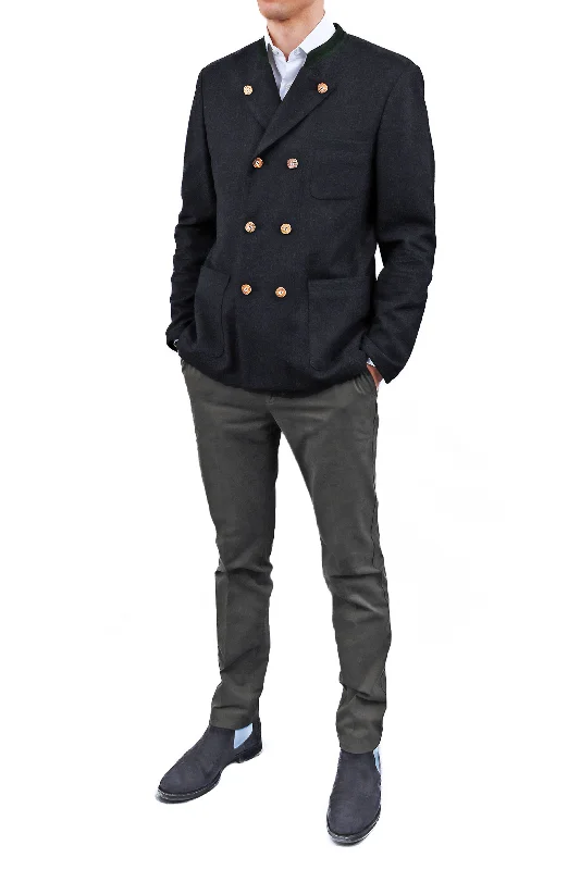 Double-breasted Jacket from anthracite melangé-loden Bold Men's Animal