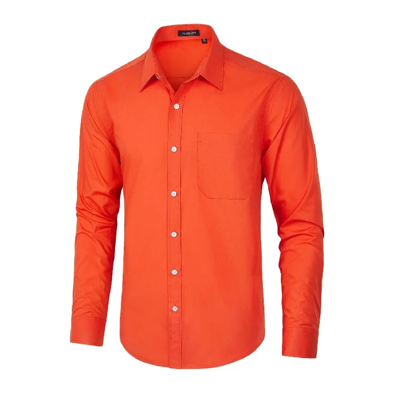 Men's Dress Shirt with Pocket - ORANGE Refined Men's Classic 