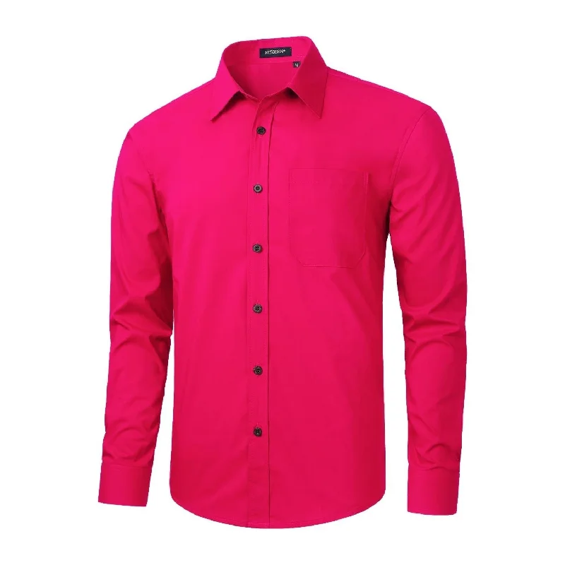 Men's Dress Shirt with Pocket - HOT PINK Sporty Men's Tennis