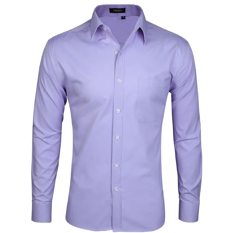 Men's Dress Shirt with Pocket - LIGHT PURPLE Athletic Men's Compression