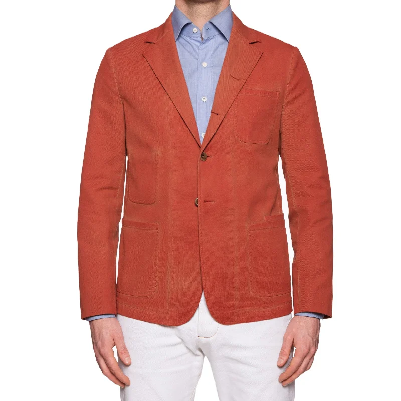 BOGLIOLI Galleria Orange Garment Dyed Cotton 4 Button Unlined Jacket 50 NEW US 40 Sporty Men's Tennis