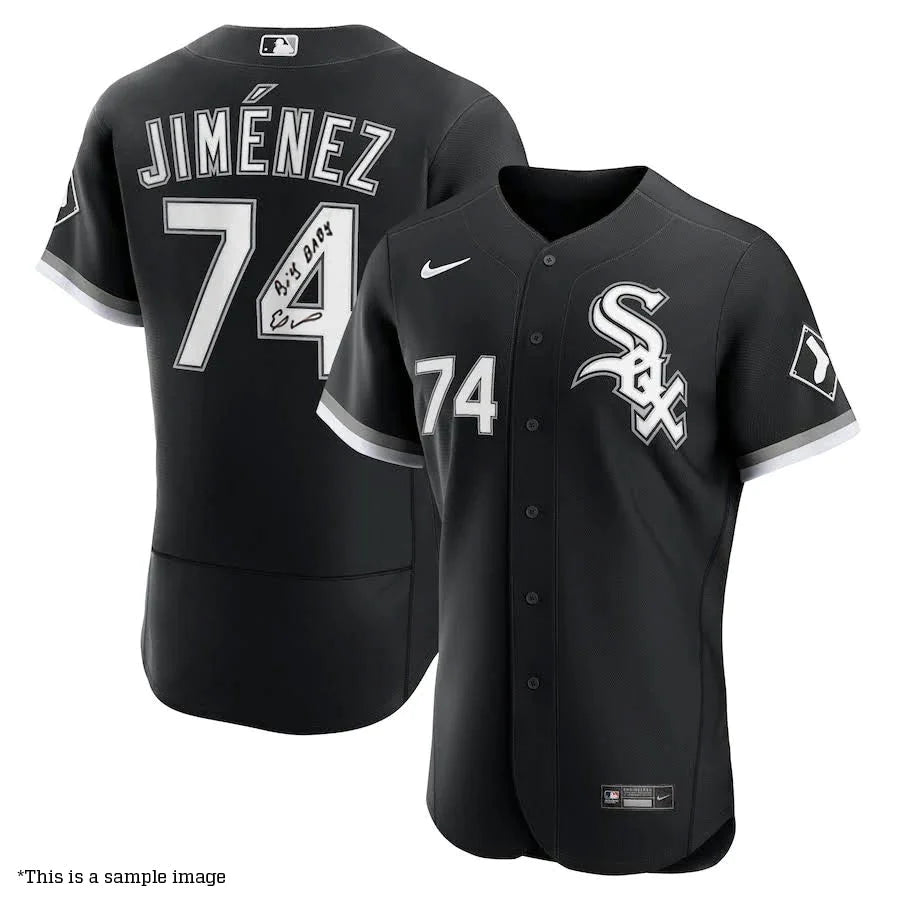 Eloy Jimenez Autographed Chicago White Sox Nike Alternate Black Authentic Jersey with "Big Baby" Inscription Sleek Men's Metallic