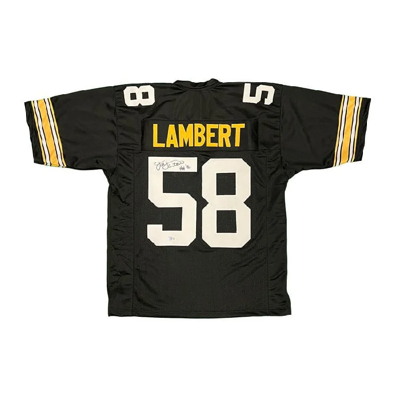 Jack Lambert Signed Black Custom Jersey (Shortsleeve) 'HOF 90' Beach