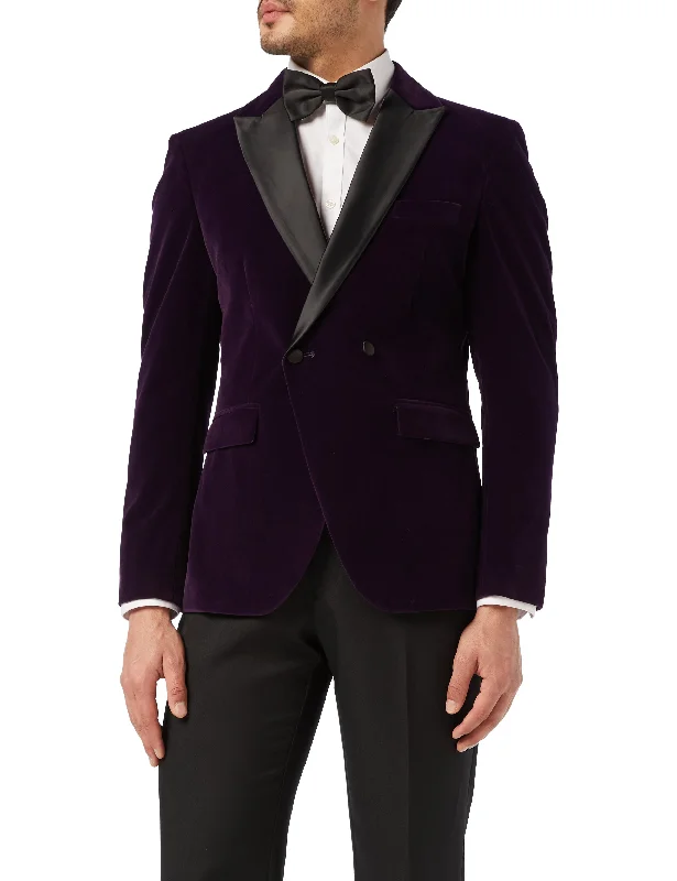 WILLS - Purple Soft Velvet Dinner Jacket Refined Men's Classic 