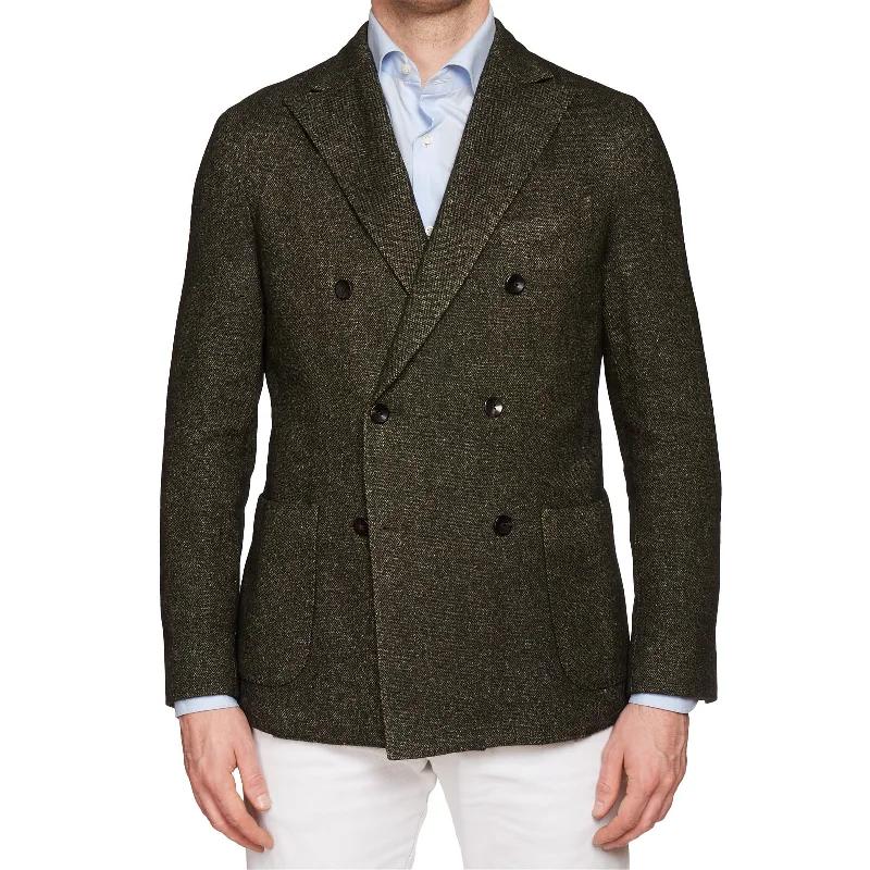 BOGLIOLI "K.Jacket" Green Wool-Silk-Linen-Cashmere Unlined DB Jacket EU 50 NEW US 40 Cool Men's Distressed