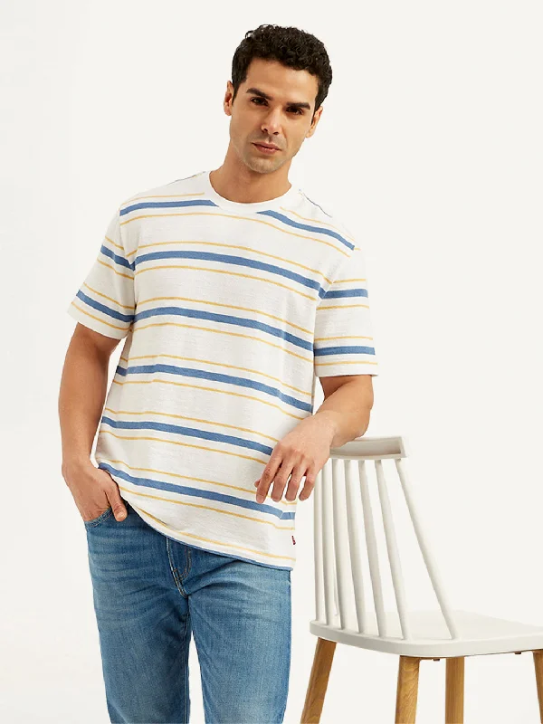 Men's Striped Crew Neck T-Shirt Dynamic Men's Glow