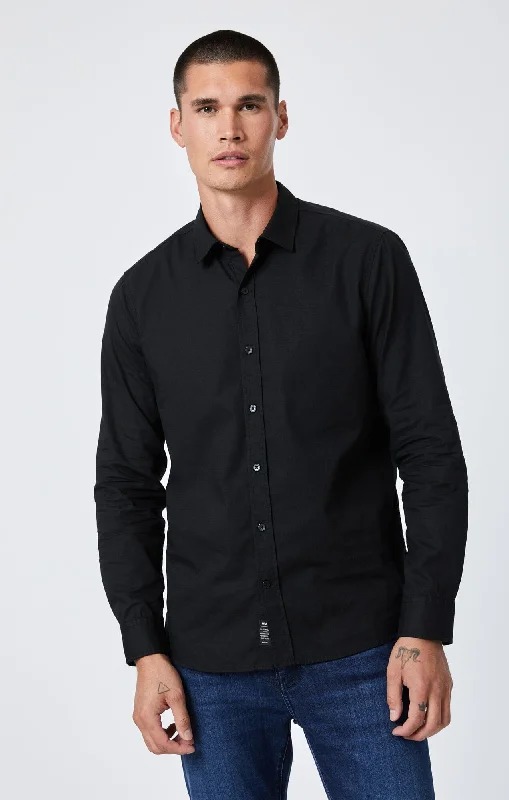 BUTTON-UP LONG SLEEVE SHIRT IN BLACK Traditional Men's Country