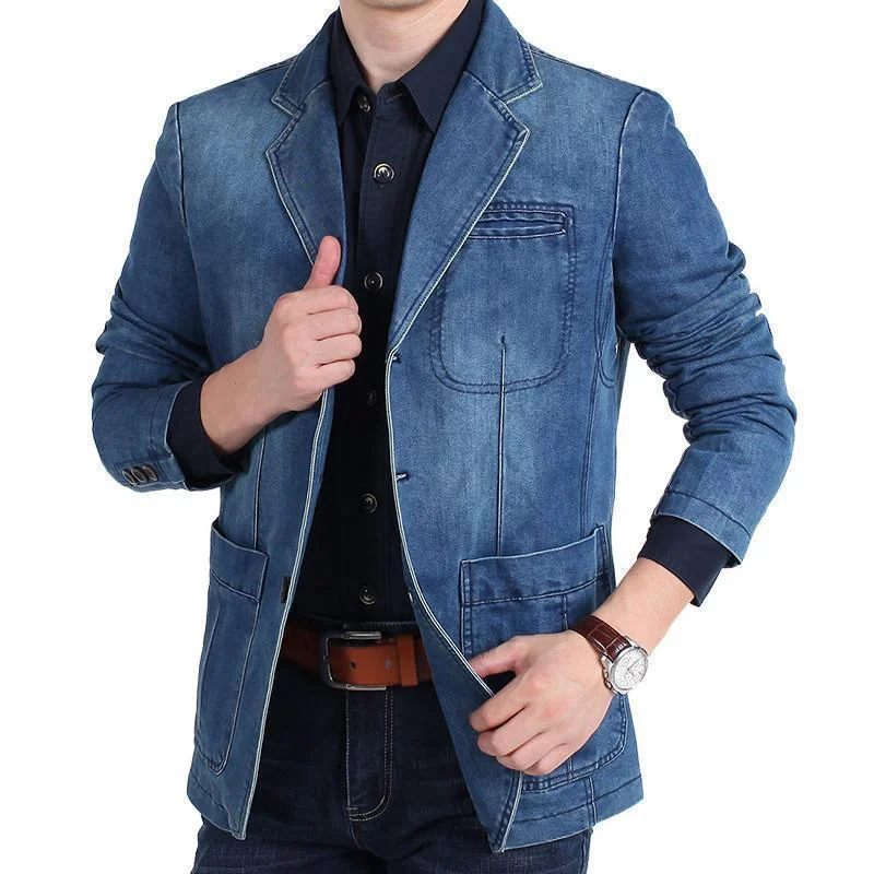 Men Blazer - Cowboy Denim Jeans Blazer Trendy Men's Scandinavian