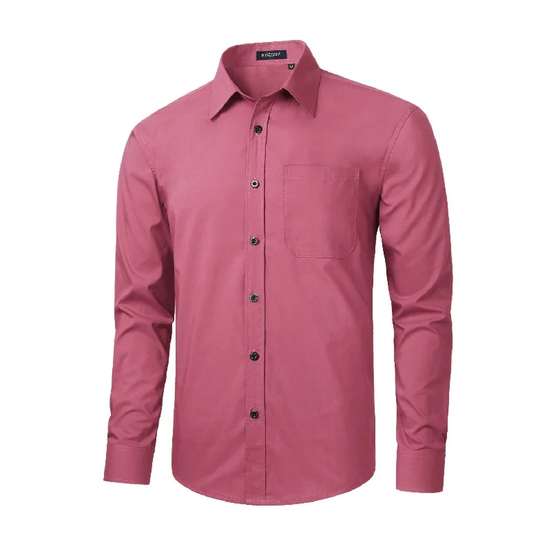 Men's Dress Shirt with Pocket - DARK PINK Unique Men's Upcycled