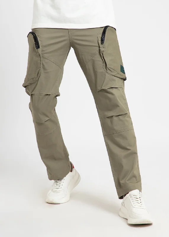 Khaki Green Zipper Cargo Pant Cclassic Men's Tweed