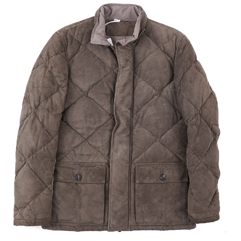 Manto Down-Filled Quilted Suede Jacket Sharp Men's Italian