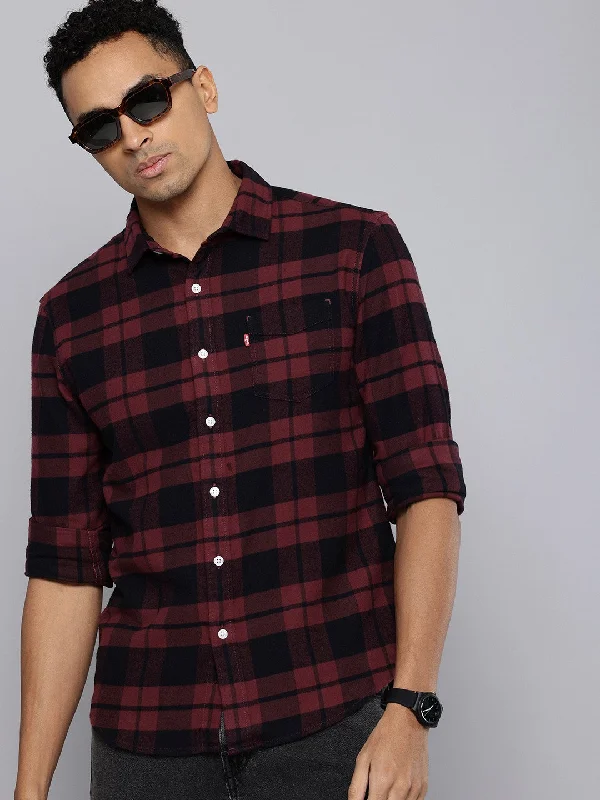 Men's Checkered Slim Fit Shirt Laid