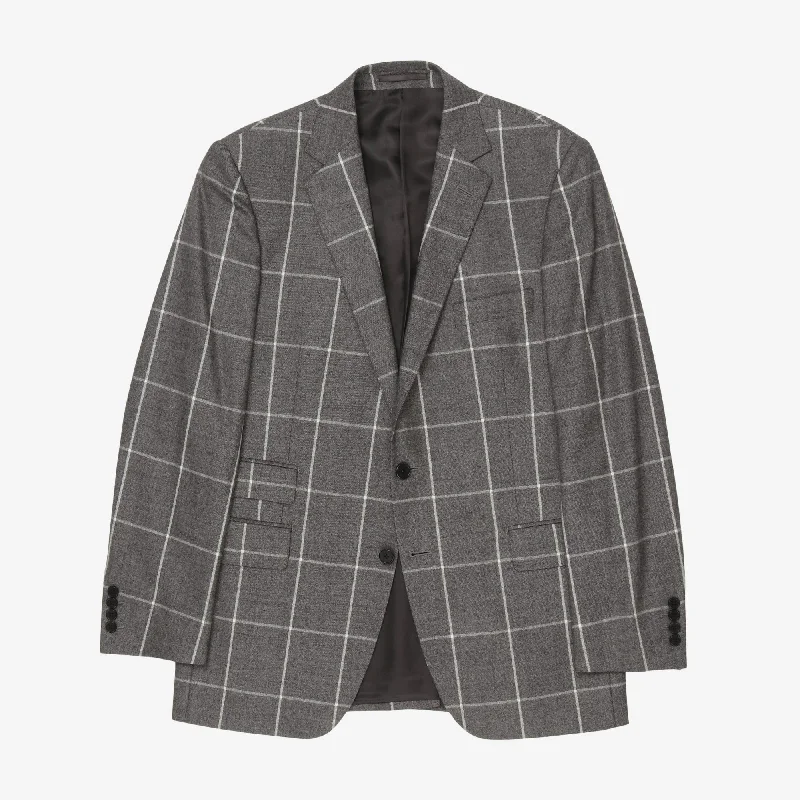 Window Plaid Check Wool Blazer Laid