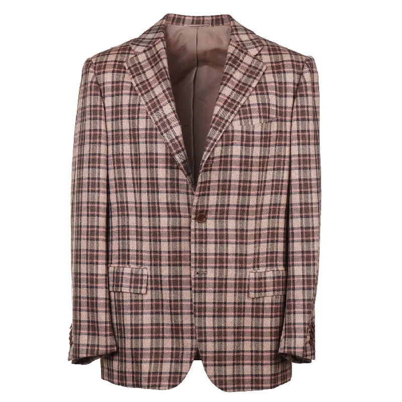 Kiton Layered Check Soft Cashmere Sport Coat Athletic Men's High