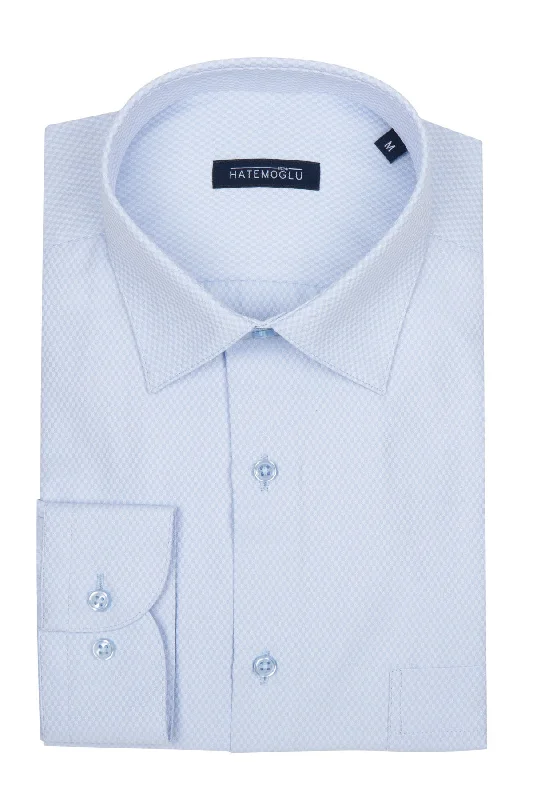 Classic Fit Pin Check Cotton Blend Ice Blue Dress Shirt Tough Men's Tactical