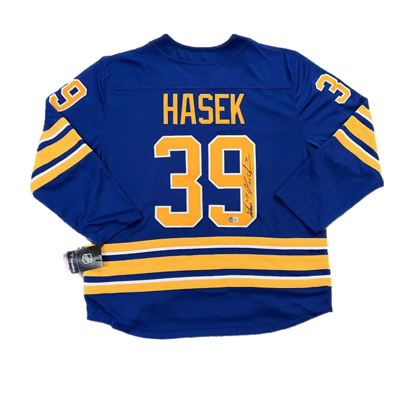 Dominik Hasek Signed Sabres Authentic Fanatics Blue Jersey Hip Men's Urban