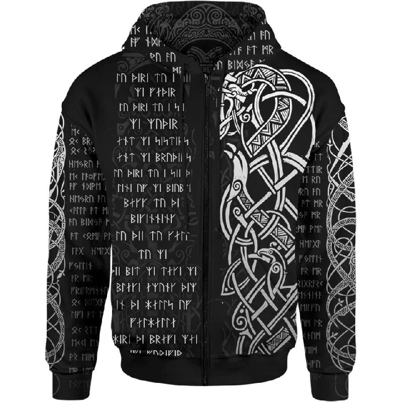 Viking Prayer Zip Hoodie Athletic Men's Compression