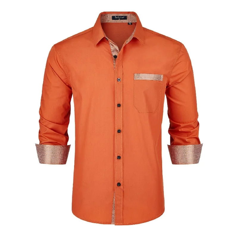 Casual Formal Shirt with Pocket - ORANGE Masculine Men's Thick