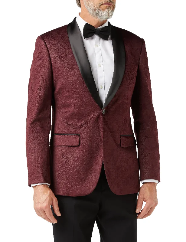 RONY - MAROON VELVET PAISLEY BLAZER Tough Men's Military