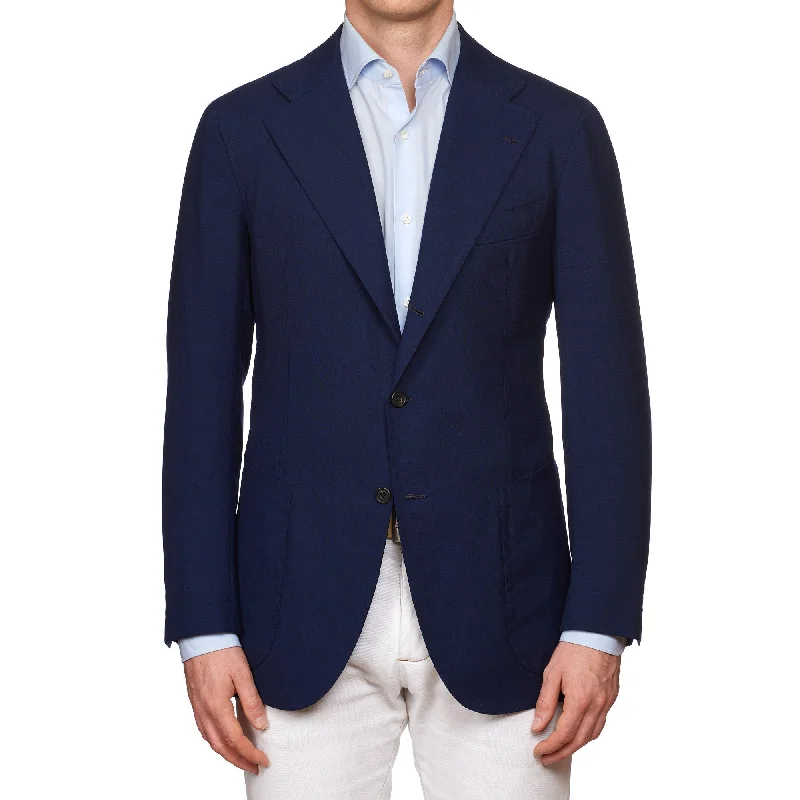 Sartoria CHIAIA Bespoke Handmade Navy Blue Wool-Silk Jacket EU 50 US 40 Youthful Men's Anime