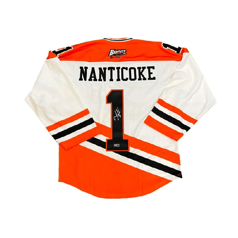 Tehoka Nanticoke Signed Buffalo Bandits White ProJoy Jersey Hip Men's Retro