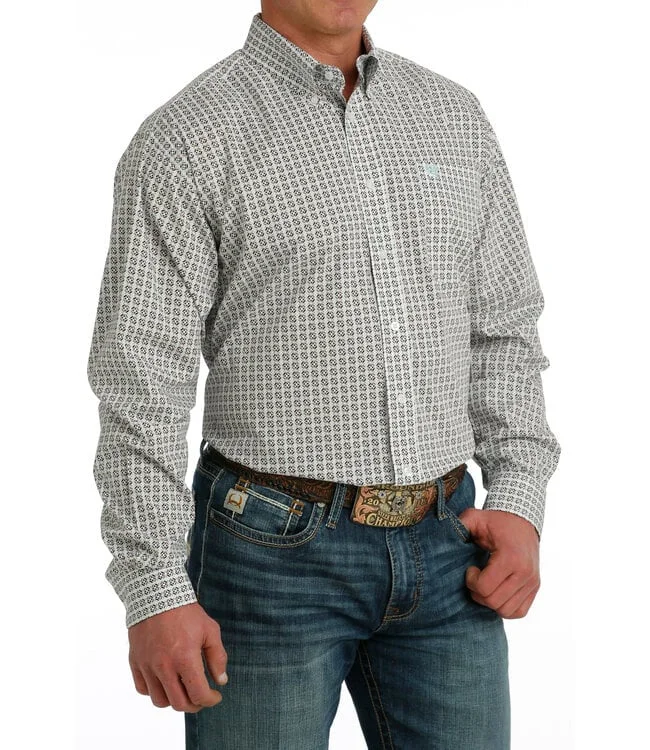 Cinch Men’s White Geo Print Shirt Tough Men's Tactical