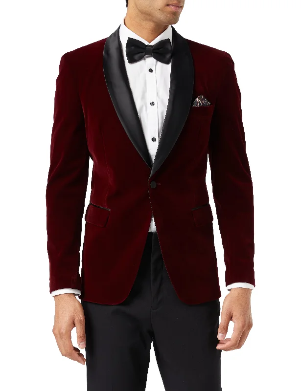 TUXEDO SAM - Burgundy Soft Velvet Jacket Sharp Men's Italian