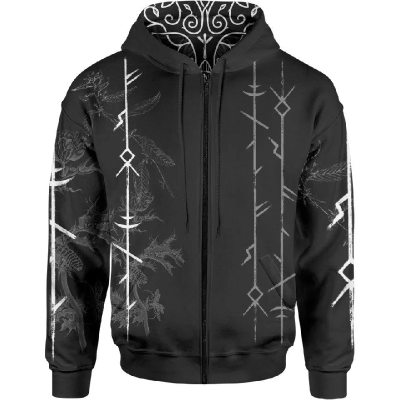 Wisdom of Odin Zip Hoodie Cool Men's Distressed