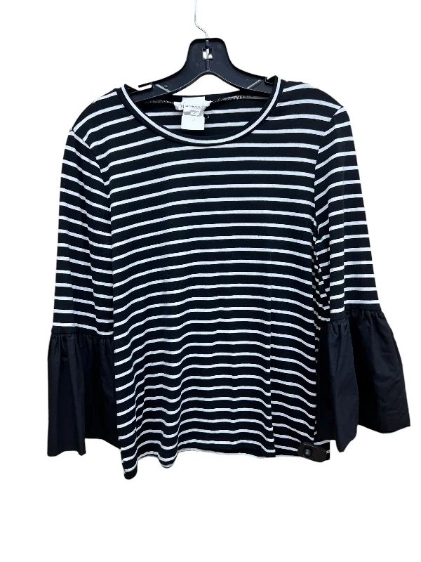 Top Long Sleeve By Anthropologie In Black & White, Size: M Athletic Men's High