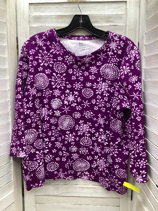 Top Long Sleeve By Kim Rogers In Purple, Size: M Modern Men's 