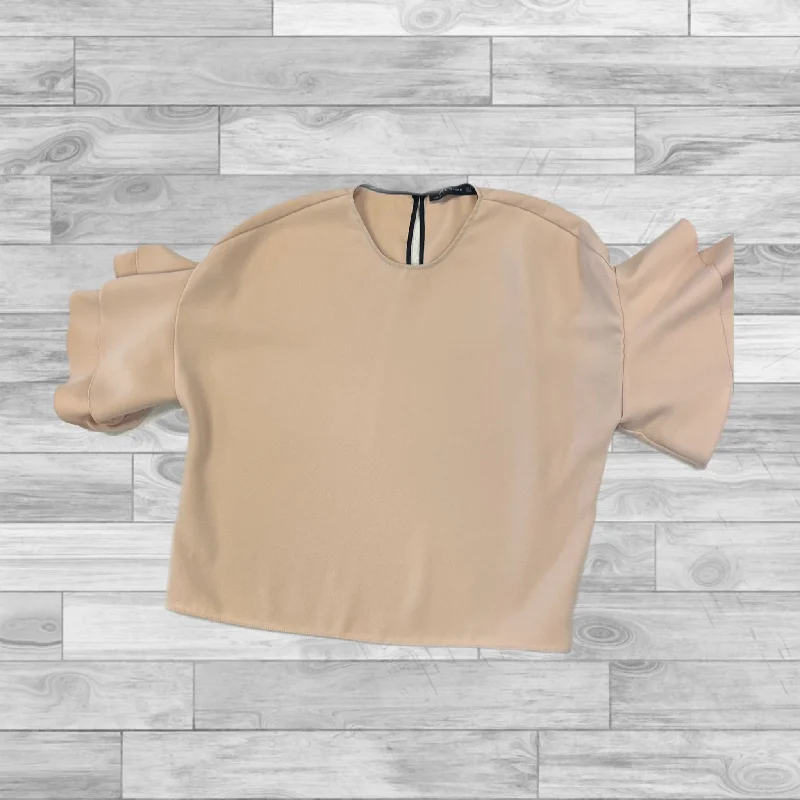 Top 3/4 Sleeve By Zara In Tan, Size: S Youthful Men's Pop