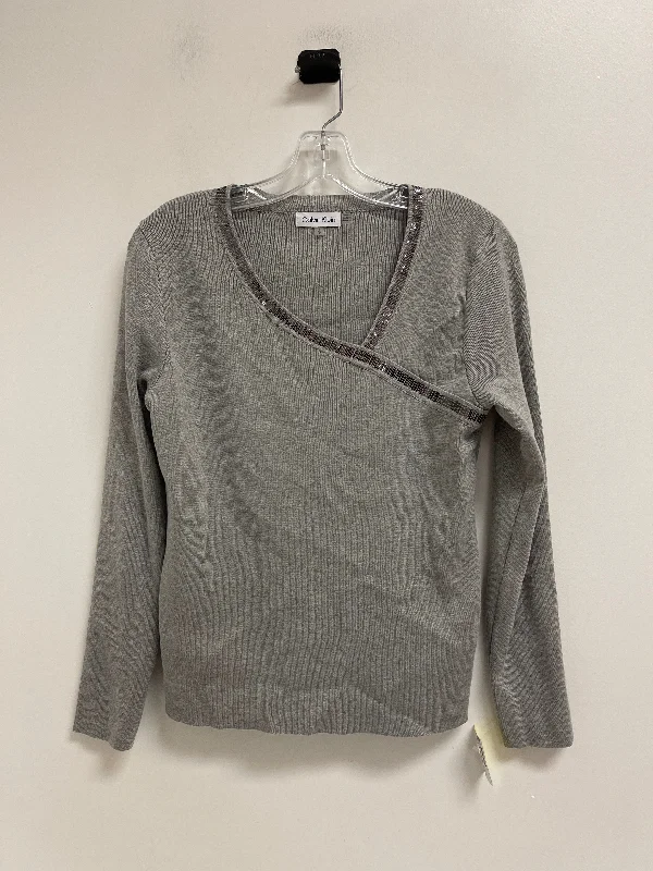 Top Long Sleeve By Calvin Klein In Grey, Size: S Adventure