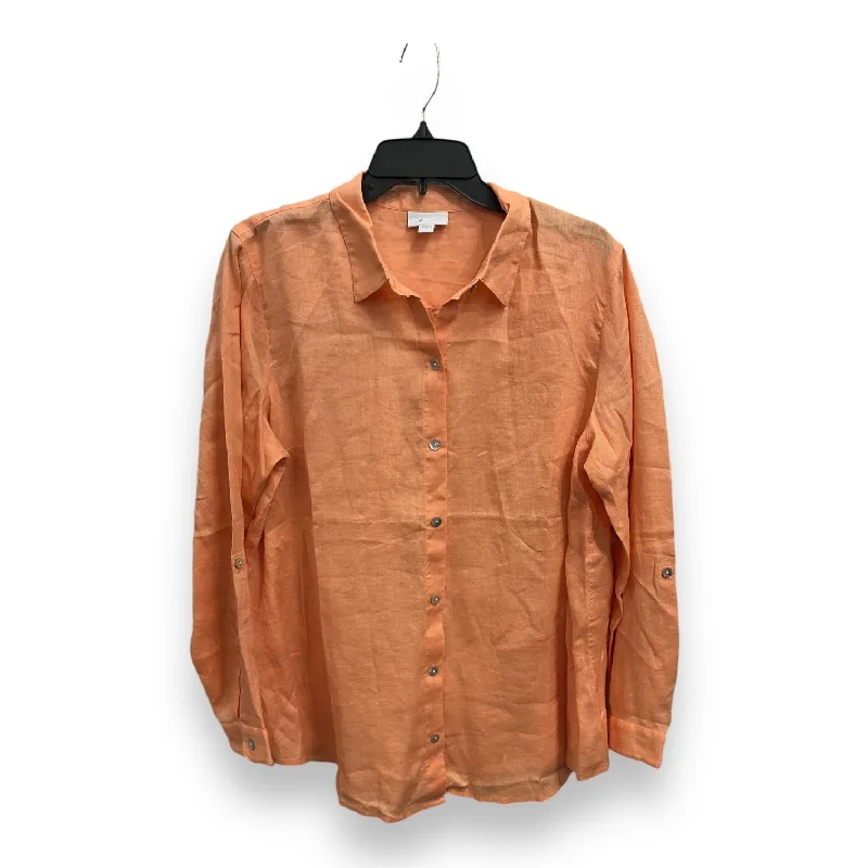 Top Long Sleeve By J. Jill In Orange, Size: L Stylish Men's Tropical 