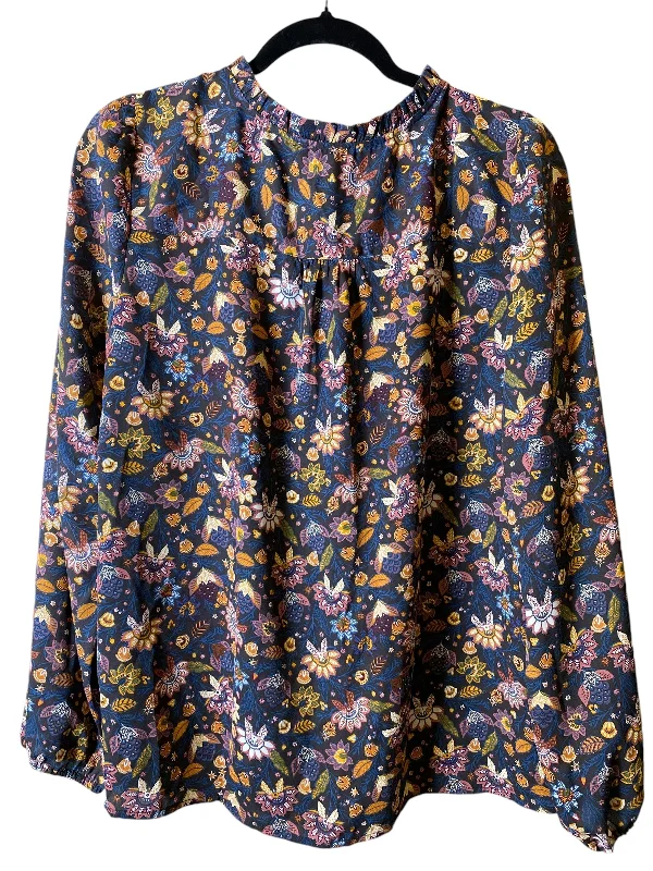 Top Long Sleeve By Loft In Floral Print, Size: L Classic Men's Pin