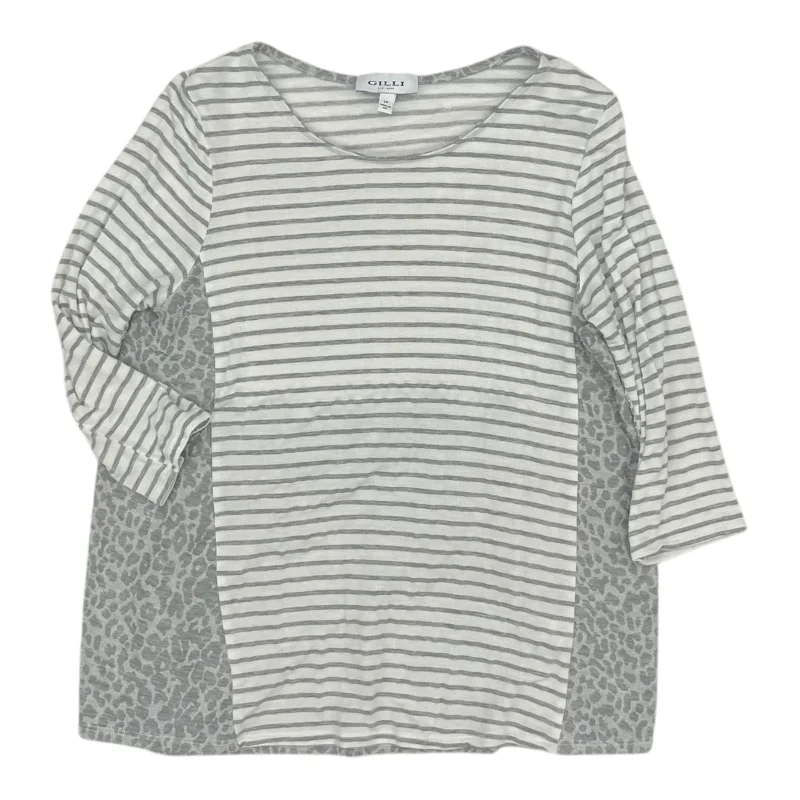 Top 3/4 Sleeve By Gilli In Grey & White, Size:Lp Monochromatic Office Style