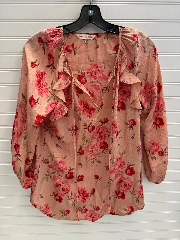 Top Long Sleeve By Rebecca Taylor In Floral Print, Size: S Business