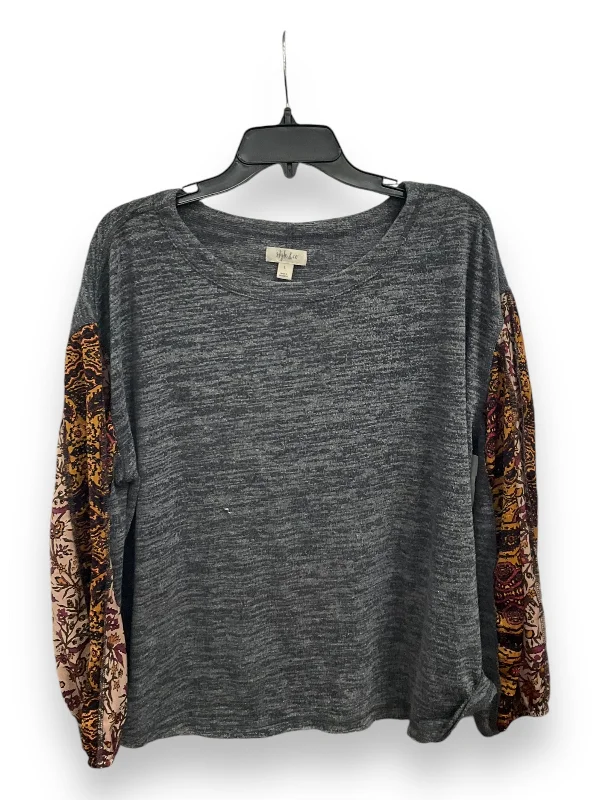 Top Long Sleeve By Style And Company In Grey, Size: L Laid