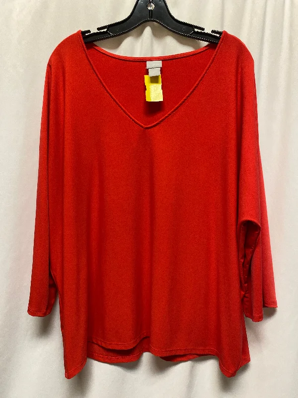 Top Long Sleeve By Chicos In Red, Size: Xxl Unique Men's Patch