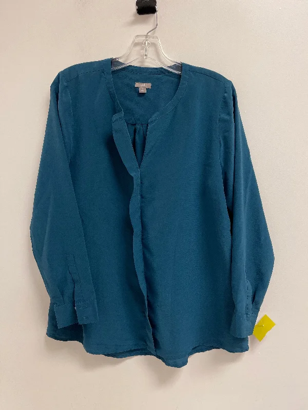 Top Long Sleeve By J. Jill In Blue, Size: M Masculine Men's Thick