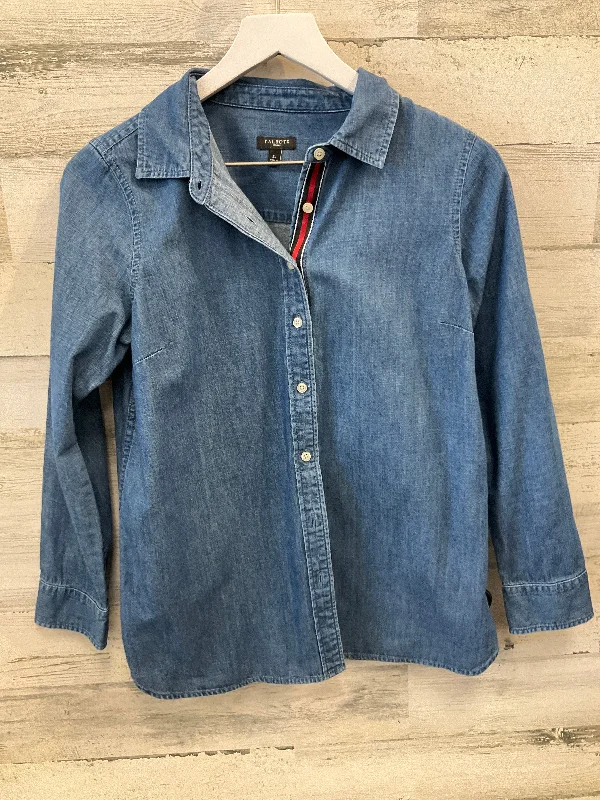 Top Long Sleeve By Talbots In Blue Denim, Size: S Stylish Men's Neon