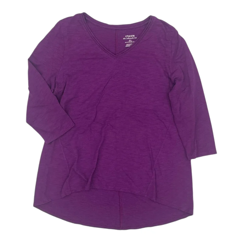 Top 3/4 Sleeve Basic By Chicos In Purple, Size:M Artistic Men's Avant